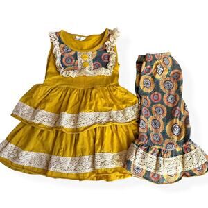 Tutu & Lulu Girls Yellow Ruffle and Lace Outfit 2-3